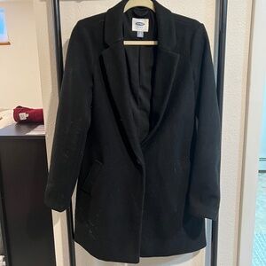 Women's Long Wool Coat - Black